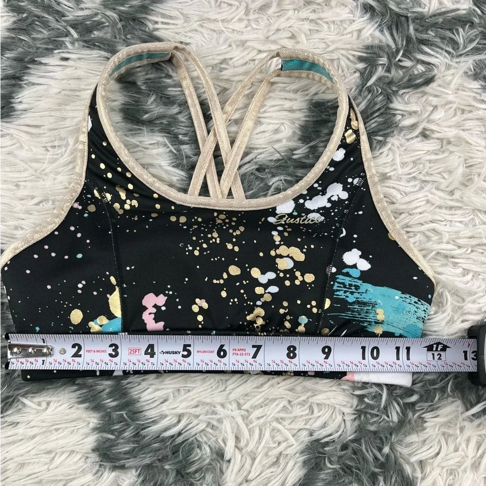 Justice Kids Girls Dance Gymnastics Sports Bra Multi-color Sz M (10) Reversible